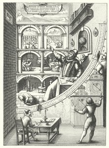 Den danske astronom Tycho Brahes vægmaleri kvadrant i hans observatorium i Uraniborg, Hven, Danmark af German School