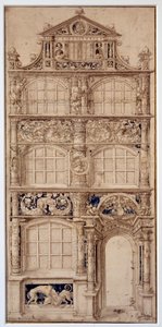 Udsmykning af en husfacade af Hans Holbein Le Jeune (1497-1543) (Ec. All.) Dim. 0,58 x 0,27 m Paris. Louvre-museet af German School