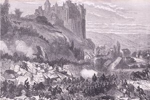 Defense of Chateaudun, Cassells historie om krigen mellem Frankrig og Tyskland udgivet af Cassell and Company Limited, ca. 1890 (litho) af German School