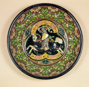 Fad med reliefdekoration, af Bichweiler fra Hamburg, 1880 (lertøj) af German School