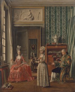 Hjemlig Scene, ca. 1775-80 af German School