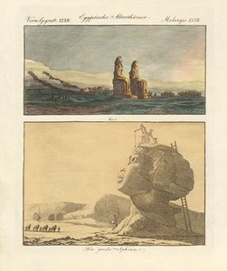 Ægyptiske antikviteter (farvet gravering) af German School