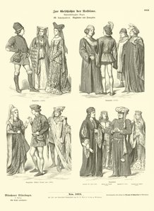 English and French costumes, 15th Century  af German School