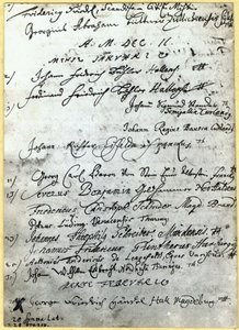 Indførsel i Halle Universitets optegnelser, der viser Händels navn, 1702 af German School