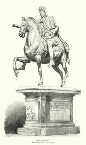 Rytterstatue af Marcus Aurelius, romersk kejser (gravering) af German School