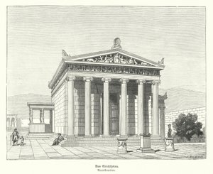 Erectheion, tempel dedikeret til Athena og Poseidon på Akropolis, Athen, Antikkens Grækenland (gravering) af German School