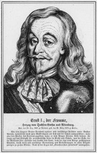 Ernst I, den fromme, hertug af Sachsen-Gotha og Altenburg (stik) af German School