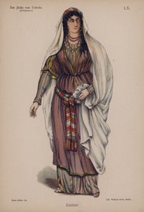 Esther, fra Die Judin von Toledo (Jødinden af Toledo) af Franz Grillparzer (farve litho) af German School