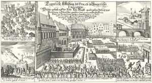 Henrettelse af medlemmer af den protestantiske bøhmiske opstand på den gamle byplads i Prag af German School