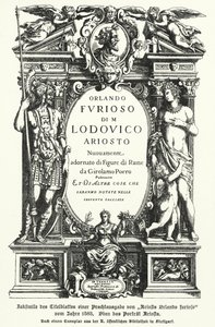 Faksimile af titelbladet på en udgave fra 1583 af den italienske digter Ludovico Ariostos epos Orlando Furioso (fotos) af German School