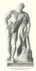Farnese Hercules, romersk kopi af en gammel græsk statue af Lysippos (gravering) af German School