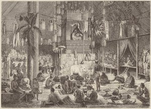 Fest i en pagode (gravering) af German School