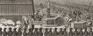 Festival i Frankfurt-am-Main, Tyskland, til fejring af kroningen af en hellig romersk kejser. Illustration til Bilder-Atlas (gravering) af German School