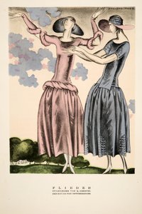 "Flieder", reklame for tøj af M. Gerstel, fra Styl, pub.1922 (pochoir print) af German School