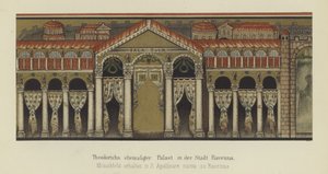 Tidligere palads af Theoderik den Store, østgoternes konge, i Ravenna, Italien (farve litho) af German School