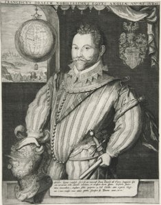 Francis Drake, pub. 19. århundrede (gravering) af German School