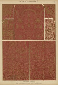 Fransk renæssance, vævning, broderi og bogomslag (farve litho) af German School