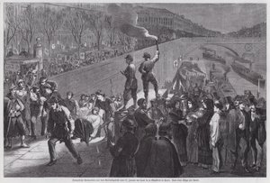 Franske soldater såret i det sidste mislykkede forsøg på at bryde ud af belejringen af Paris ankommet til Quai de la Megisserie, Franco Preussian War, januar 1871 (gravering) af German School