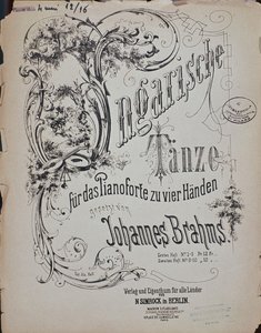 Frontispice til Ungariske danse (Ungarische Tanze) af Johannes Brahms (1833-1897) af German School