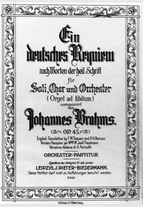 Frontispice af det tyske rekviem af Johannes Brahms (1833 - 1897) (litho) af German School