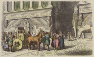 Port til et assyrisk palads (farvet indgravering) af German School