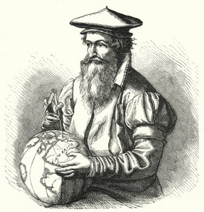 Gerardus Mercator, flamsk geograf og kartograf (gravering) af German School
