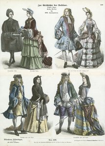 German and French costumes, early 18th Century  af German School