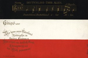 Tysk nationalsang (farve litho) af German School