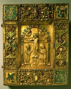 Gospel Cover, Ottonian, Tyskland, 11. århundrede (guld, emalje og halvædelsten) af German School