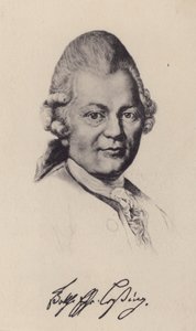 Gotthold Ephraim Lessing, tysk oplysningsfilosof, forfatter og dramatiker (litho) af German School