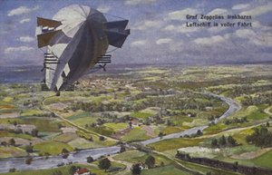 Graf Ferdinand von Zeppelins luftskib i luften af German School