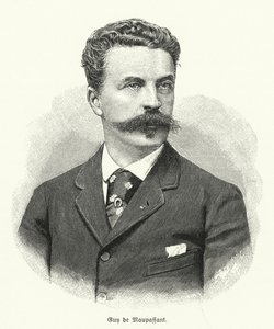 Guy de Maupassant, fransk novelleforfatter (litho) af German School