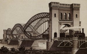 Hamborg: Eisenbahn-Elb-Brucke, Jernbanebroen over Elben (litho) af German School