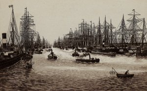 Hamborg: Hafen, Havnen (litho) af German School