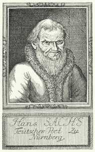 Hans Sachs, tysk dramatiker og forfatter (stik) af German School