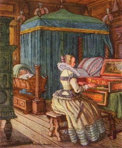 Hausmusik / Husmusik (farvelitografi) af German School