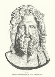 Hoved af Zeus, oldgræsk gud (gravering) af German School