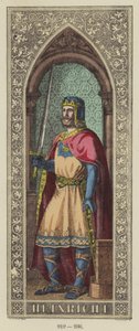 Heinrich I, 919-936 (farvet gravering) af German School