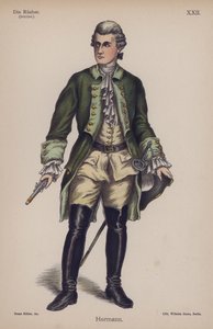 Hermann, fra Die Rauber (Røverne) af Friedrich Schiller (farve litho) af German School