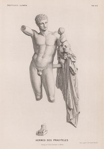 Hermes and the Infant Dionysus, skulptur tilskrevet Praxiteles udgravet i Olympia, Grækenland (gravering) af German School