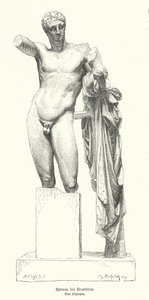 Hermes og spædbarnet Dionysos, statue af den antikke græske billedhugger Praxiteles opdaget i ruinerne af Temple of Hera, Olympia (gravering) af German School