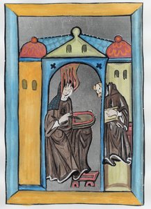 Hildegard af Bingen modtager lyset fra himlen, ca. 1151 (senere farvelægning) af German School
