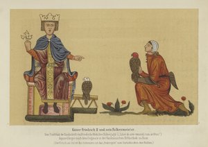 Den hellige romerske kejser Frederik II og hans falkemester, 13. århundrede af German School