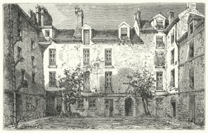 Hjemsted for den franske dramatiker Jean Racine på Rue du Marais i Paris (gravering) af German School