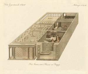 Panzas hjem i Pompeji (farvet gravering) af German School