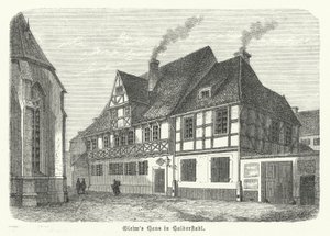 Digteren Johann Wilhelm Ludwig Gleims hus, Halberstadt, Tyskland (gravering) af German School