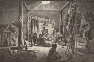 Hytte af nordamerikansk indianerhøvding (gravering) af German School