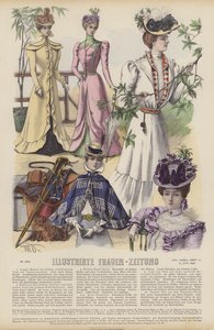 Illustration til Illustrirte Frauen-Zeitung (farve litho) af German School
