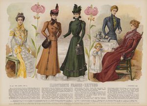 Illustration til Illustrirte Frauen-Zeitung (farve litho) af German School