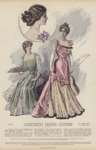 Illustration til Illustrirte Frauen-Zeitung (farve litho) af German School